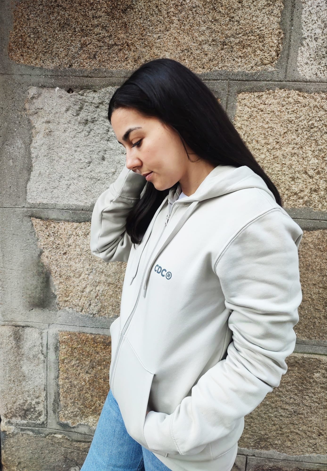 SUDADERA CREMALLERA GRIS/AZUL MARINO "PONTEVEDRA"